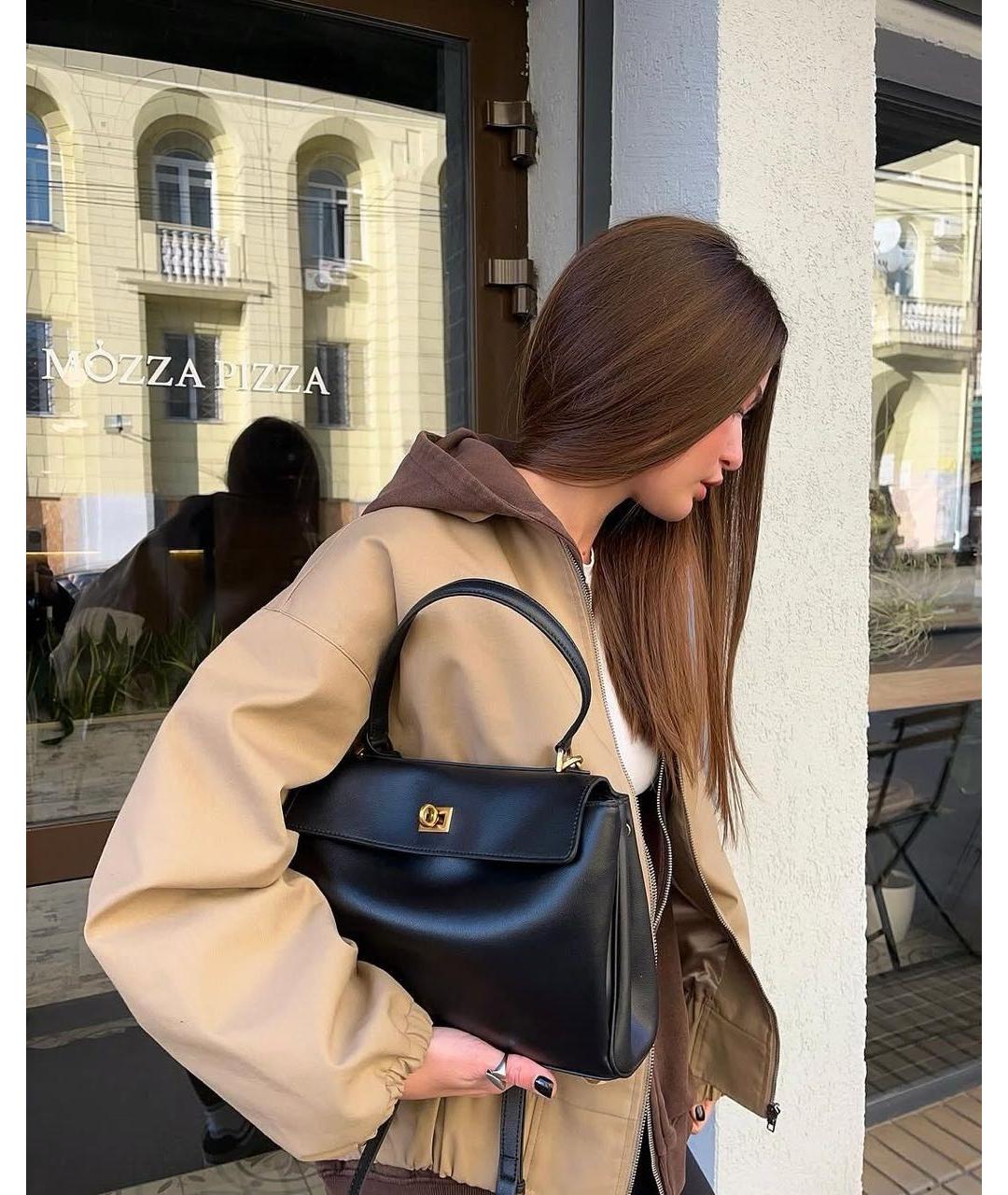 BALENCIAGA Черная кожаная сумка через плечо, фото 4