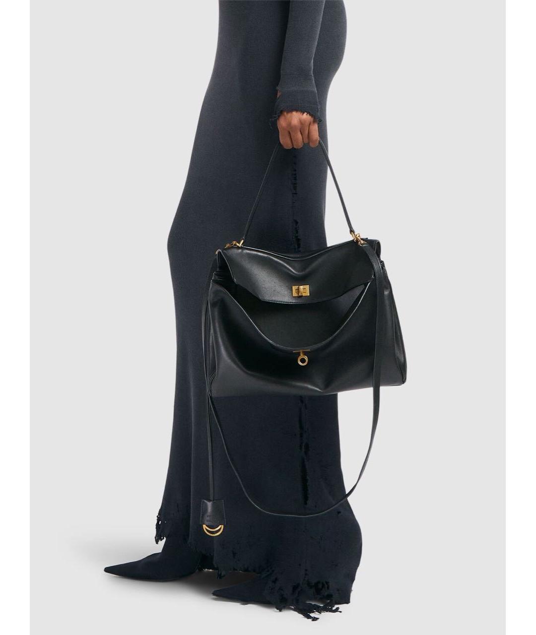 BALENCIAGA Черная кожаная сумка через плечо, фото 2