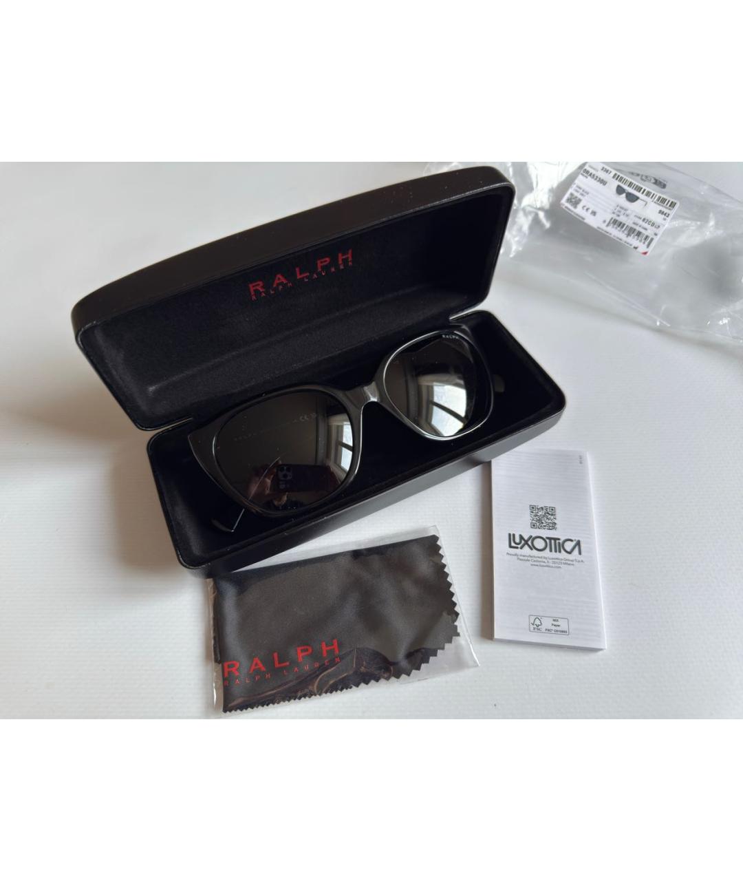 RALPH LAUREN Черные пластиковые солнцезащитные очки, фото 4