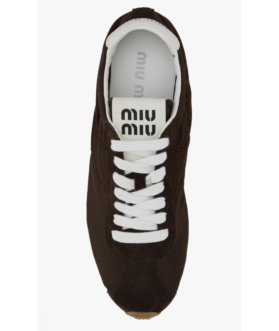 MIU MIU Коричневые текстильные кроссовки, фото 4