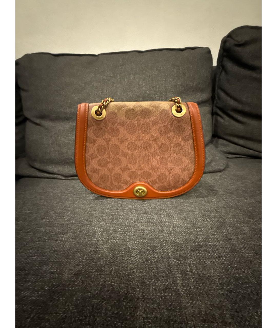 COACH Бордовая кожаная сумка через плечо, фото 3