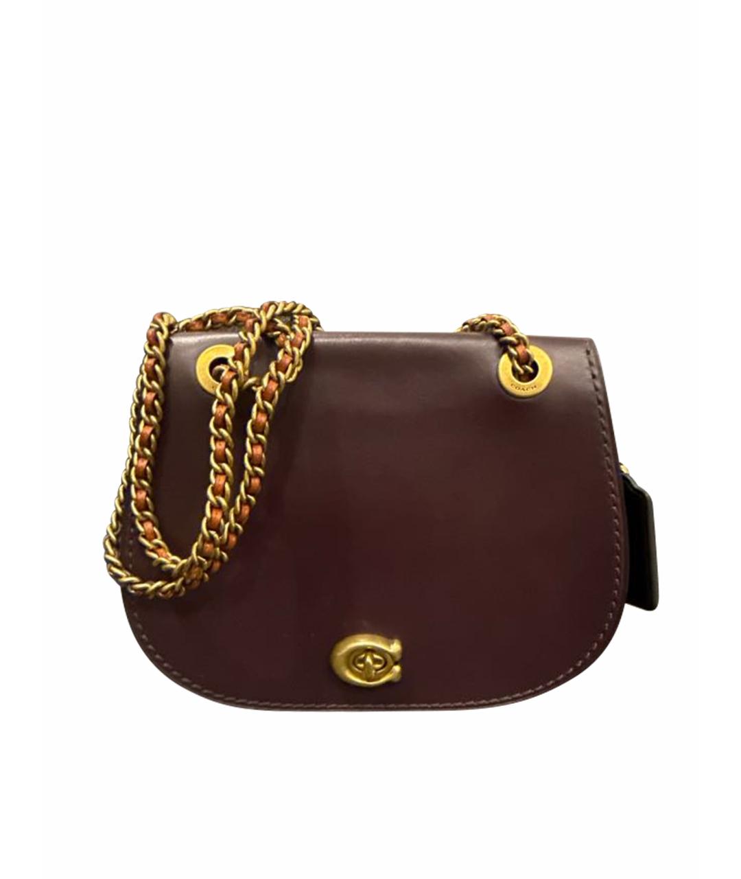 COACH Бордовая кожаная сумка через плечо, фото 1
