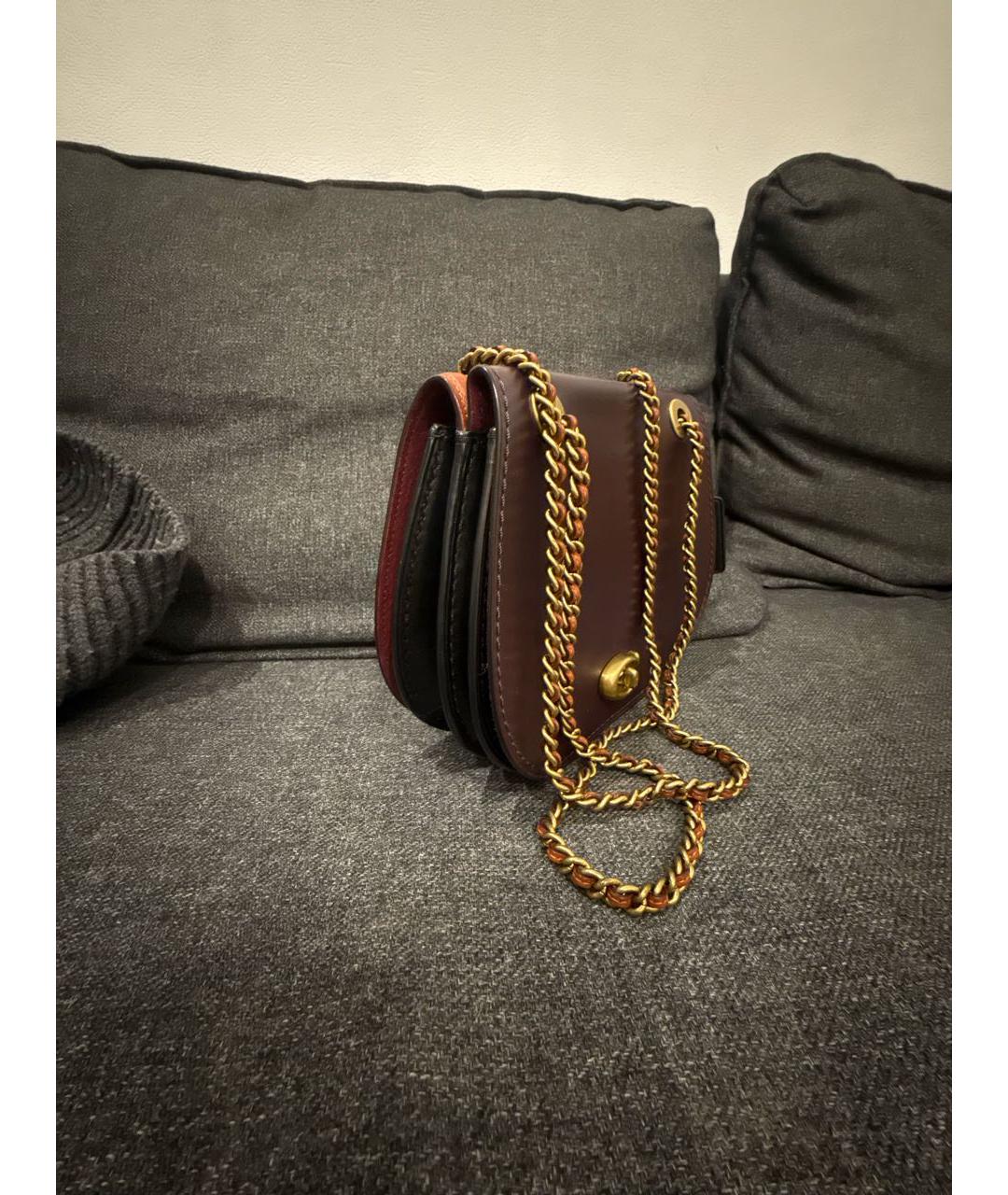 COACH Бордовая кожаная сумка через плечо, фото 2