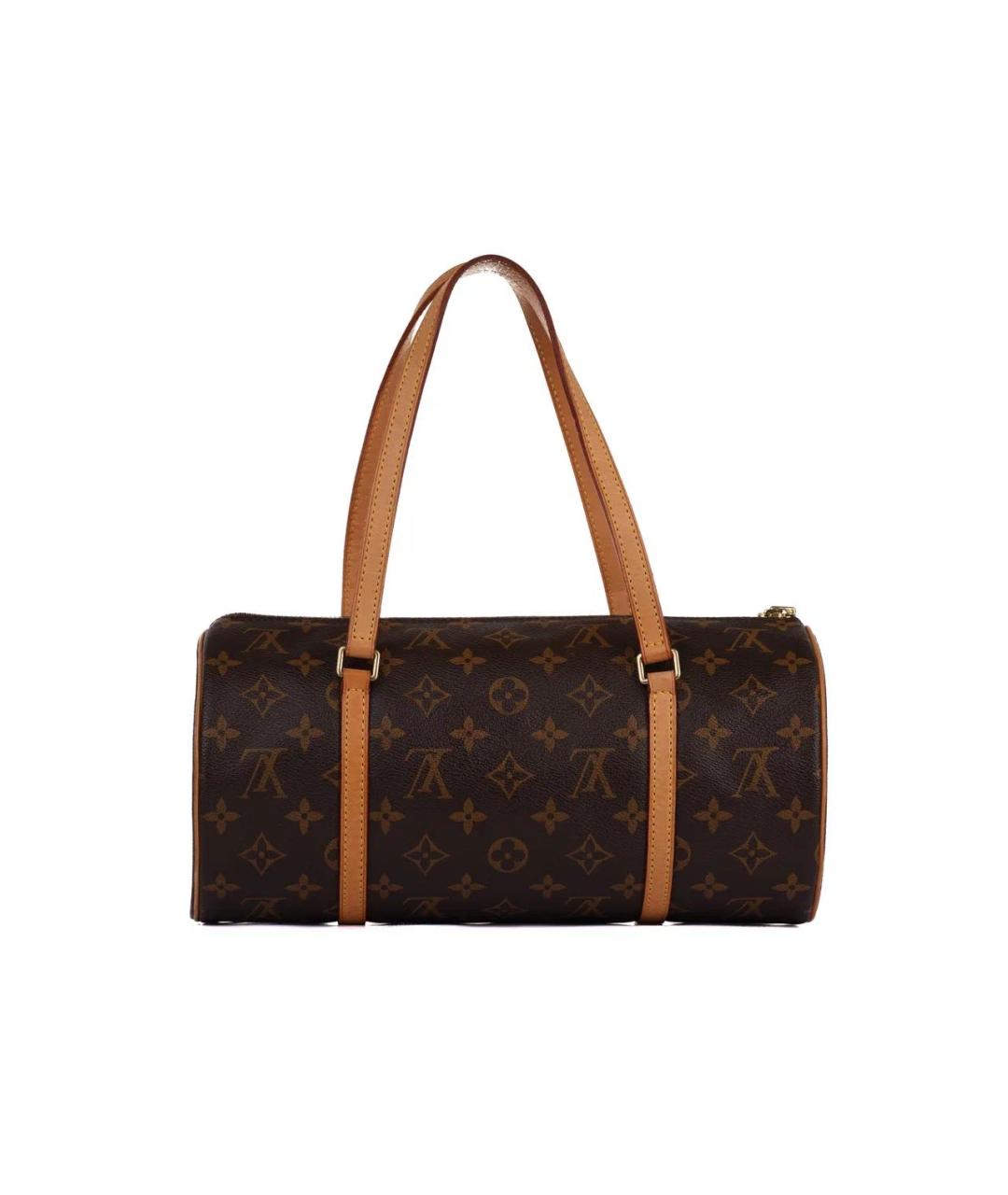 LOUIS VUITTON Коричневая кожаная сумка с короткими ручками, фото 4