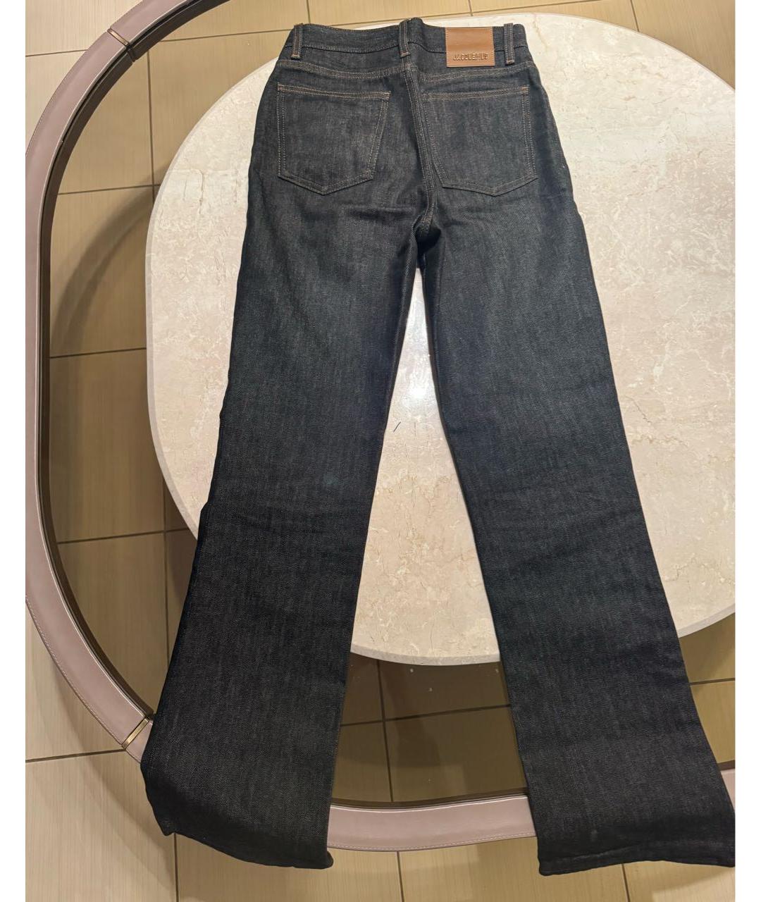 JACQUEMUS Темно-синие хлопко-леновые прямые джинсы, фото 2