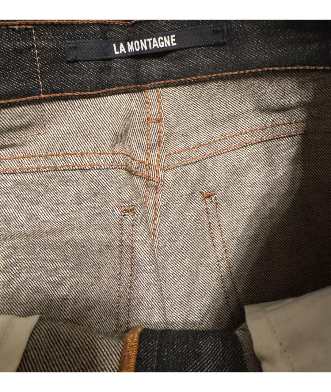 JACQUEMUS Темно-синие хлопко-леновые прямые джинсы, фото 3