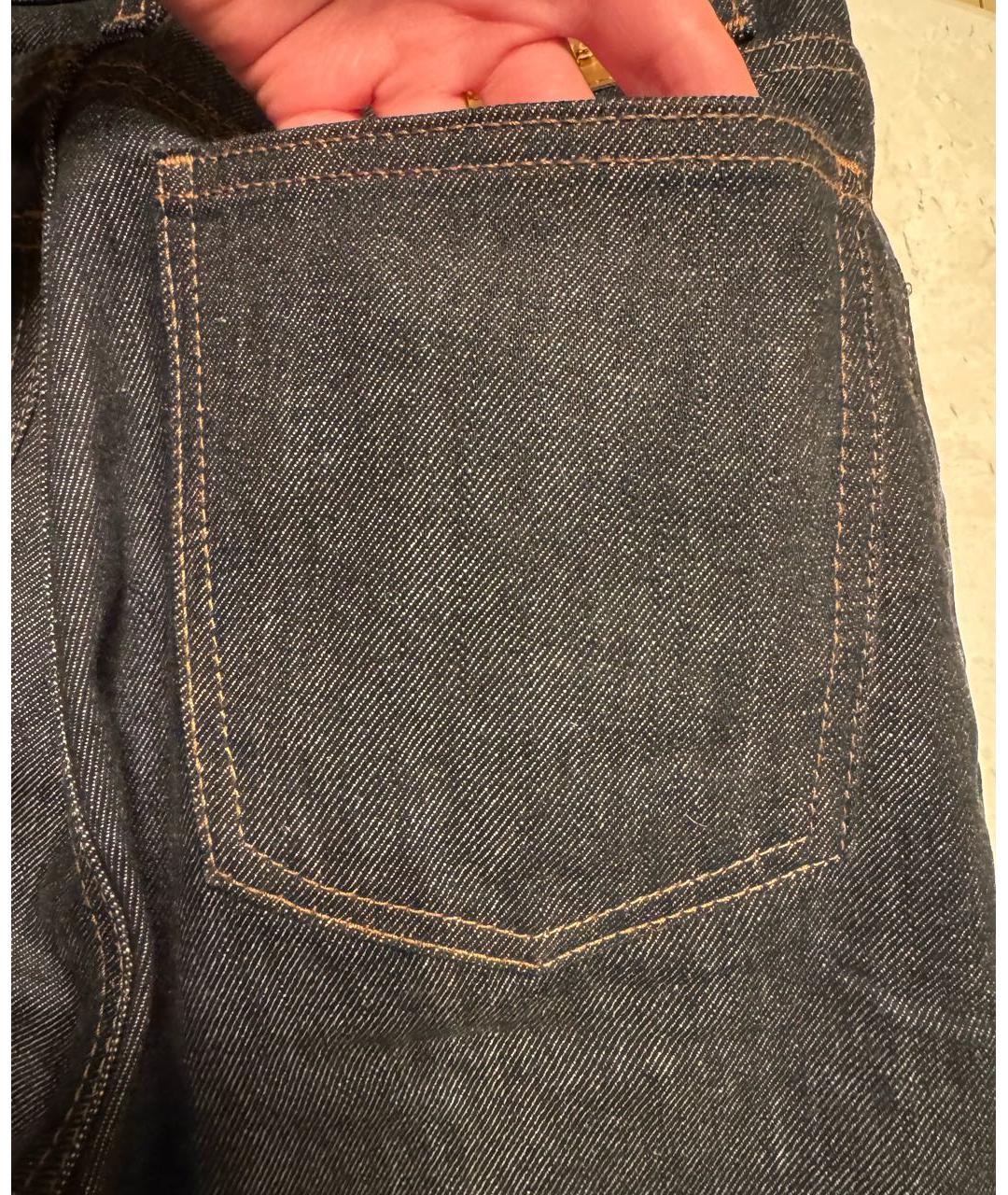 JACQUEMUS Темно-синие хлопко-леновые прямые джинсы, фото 6