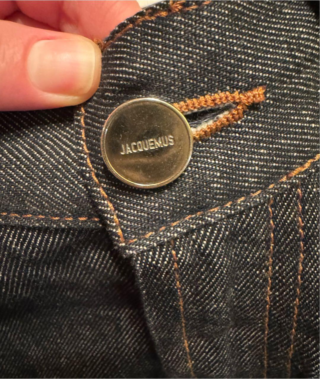 JACQUEMUS Темно-синие хлопко-леновые прямые джинсы, фото 7