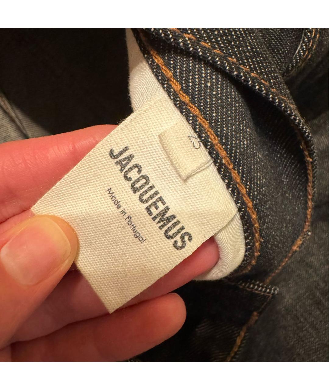 JACQUEMUS Темно-синие хлопко-леновые прямые джинсы, фото 8