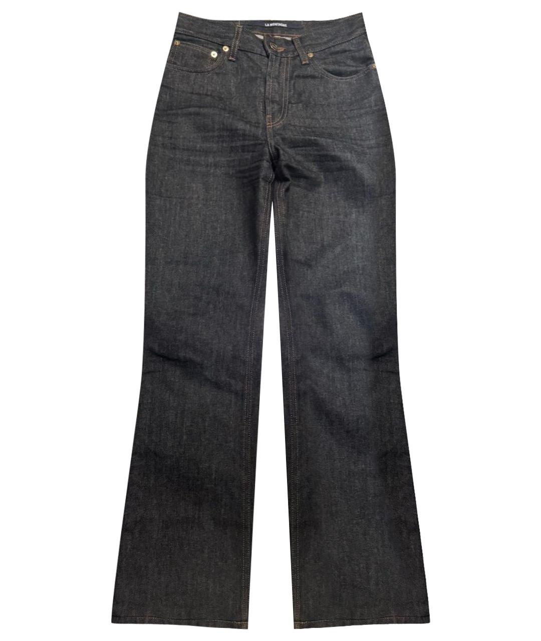 JACQUEMUS Темно-синие хлопко-леновые прямые джинсы, фото 1