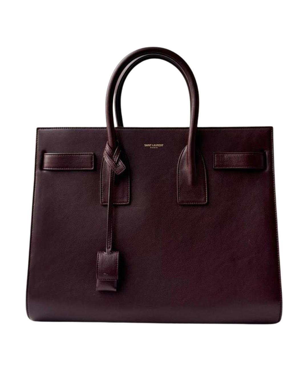 SAINT LAURENT Бордовая кожаная сумка с короткими ручками, фото 1