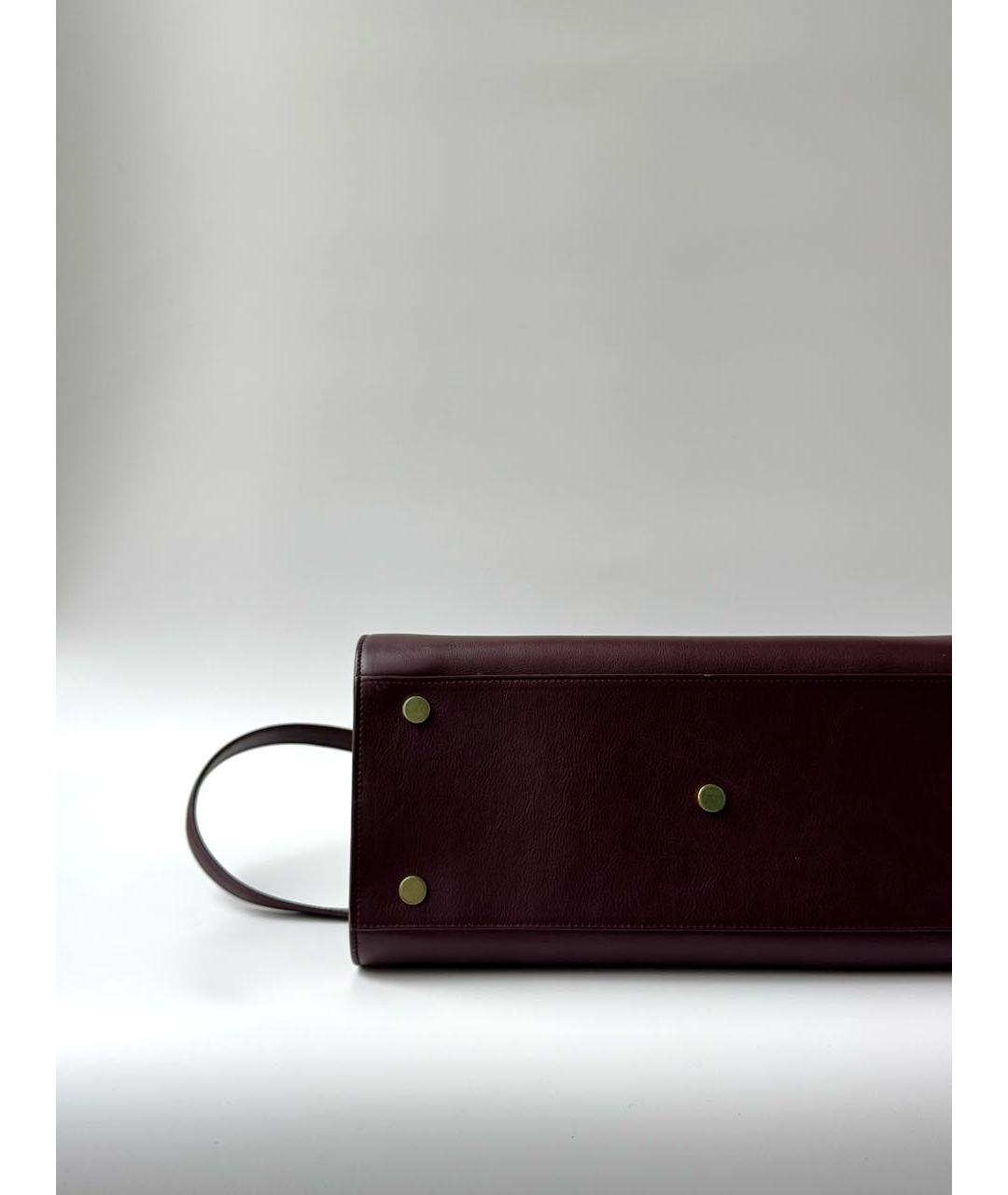 SAINT LAURENT Бордовая кожаная сумка с короткими ручками, фото 5