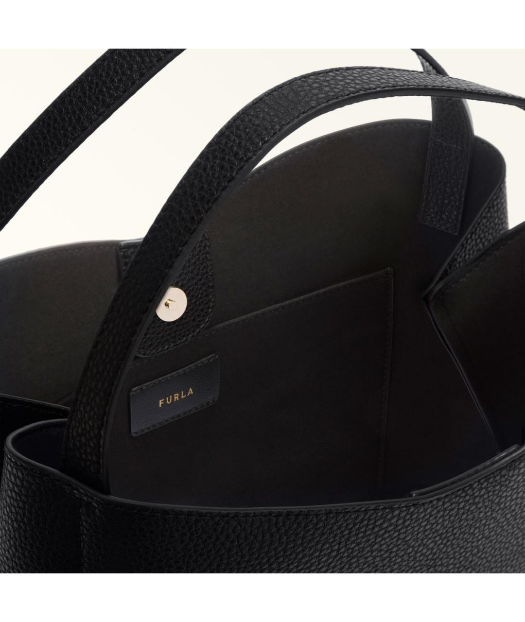 FURLA Черная кожаная сумка с короткими ручками, фото 5
