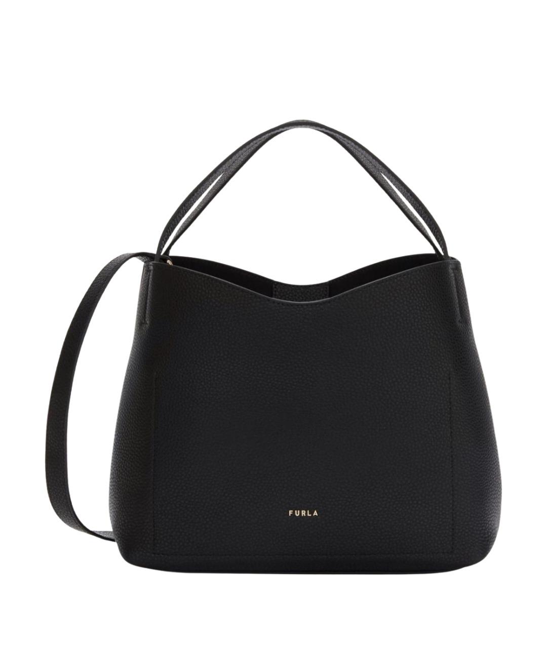 FURLA Черная кожаная сумка с короткими ручками, фото 1