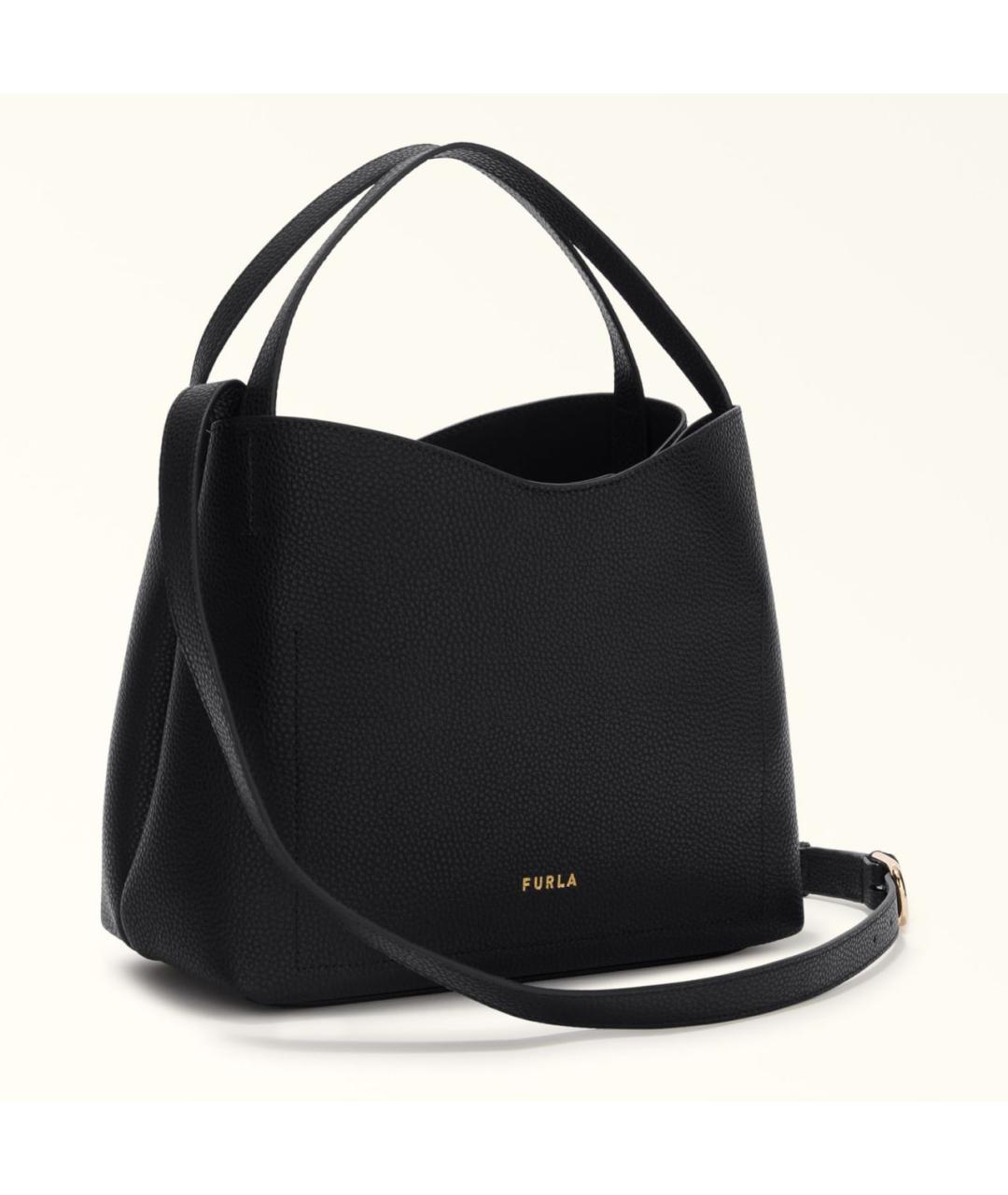 FURLA Черная кожаная сумка с короткими ручками, фото 2