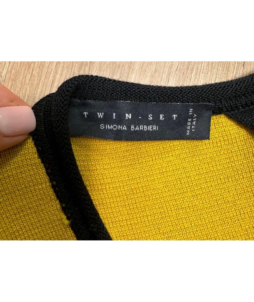 TWIN-SET Желтое шерстяное повседневное платье, фото 3