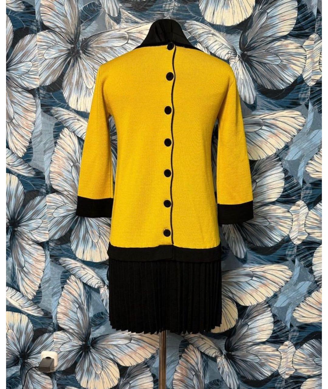 TWIN-SET Желтое шерстяное повседневное платье, фото 2