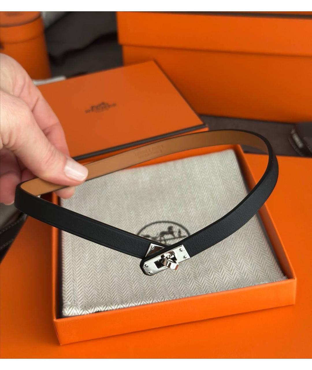 HERMES Черный кожаный чокер, фото 2