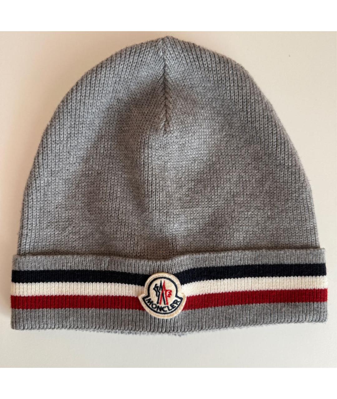 MONCLER Серая шерстяная шапка, фото 9