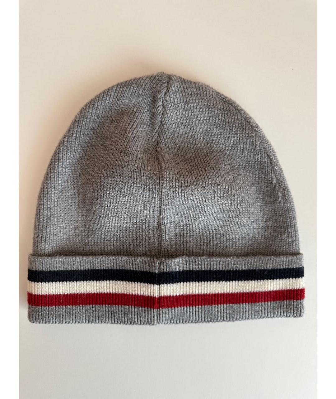 MONCLER Серая шерстяная шапка, фото 2