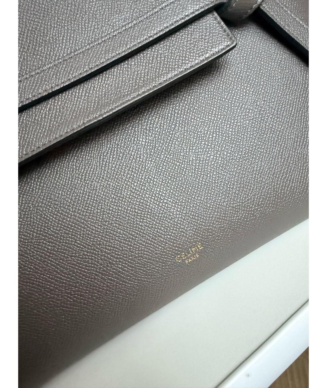 CELINE Серая кожаная сумка с короткими ручками, фото 2