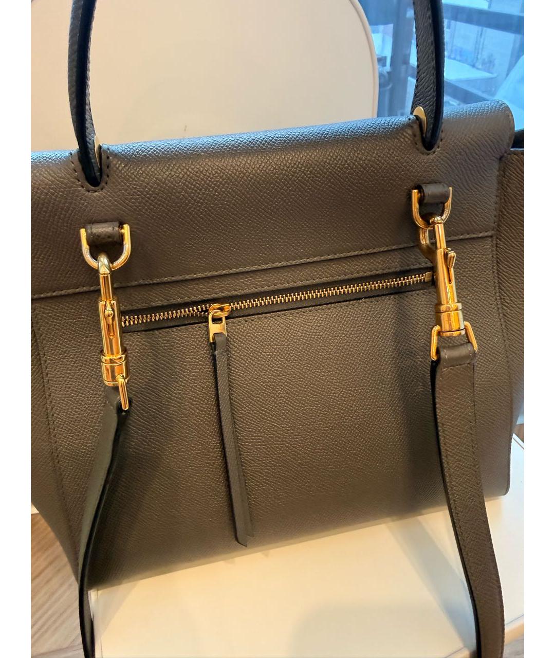 CELINE Серая кожаная сумка с короткими ручками, фото 4