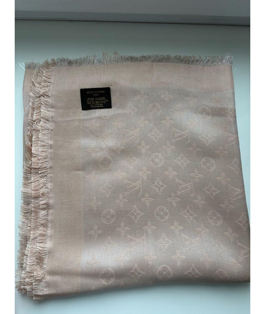 LOUIS VUITTON Коралловый шерстяной платок, фото 3