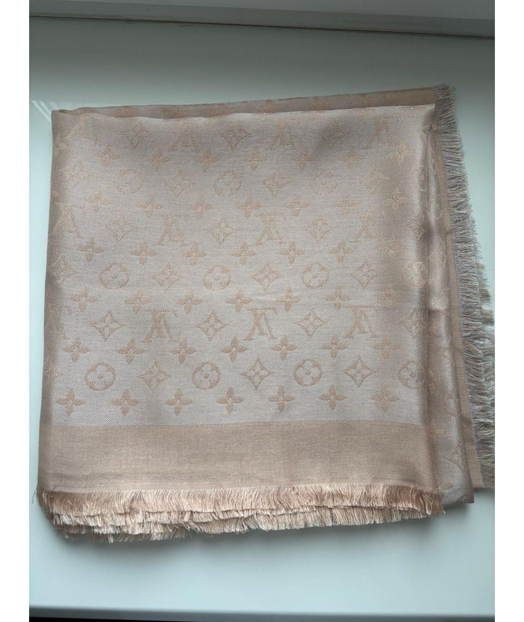 LOUIS VUITTON Коралловый шерстяной платок, фото 6