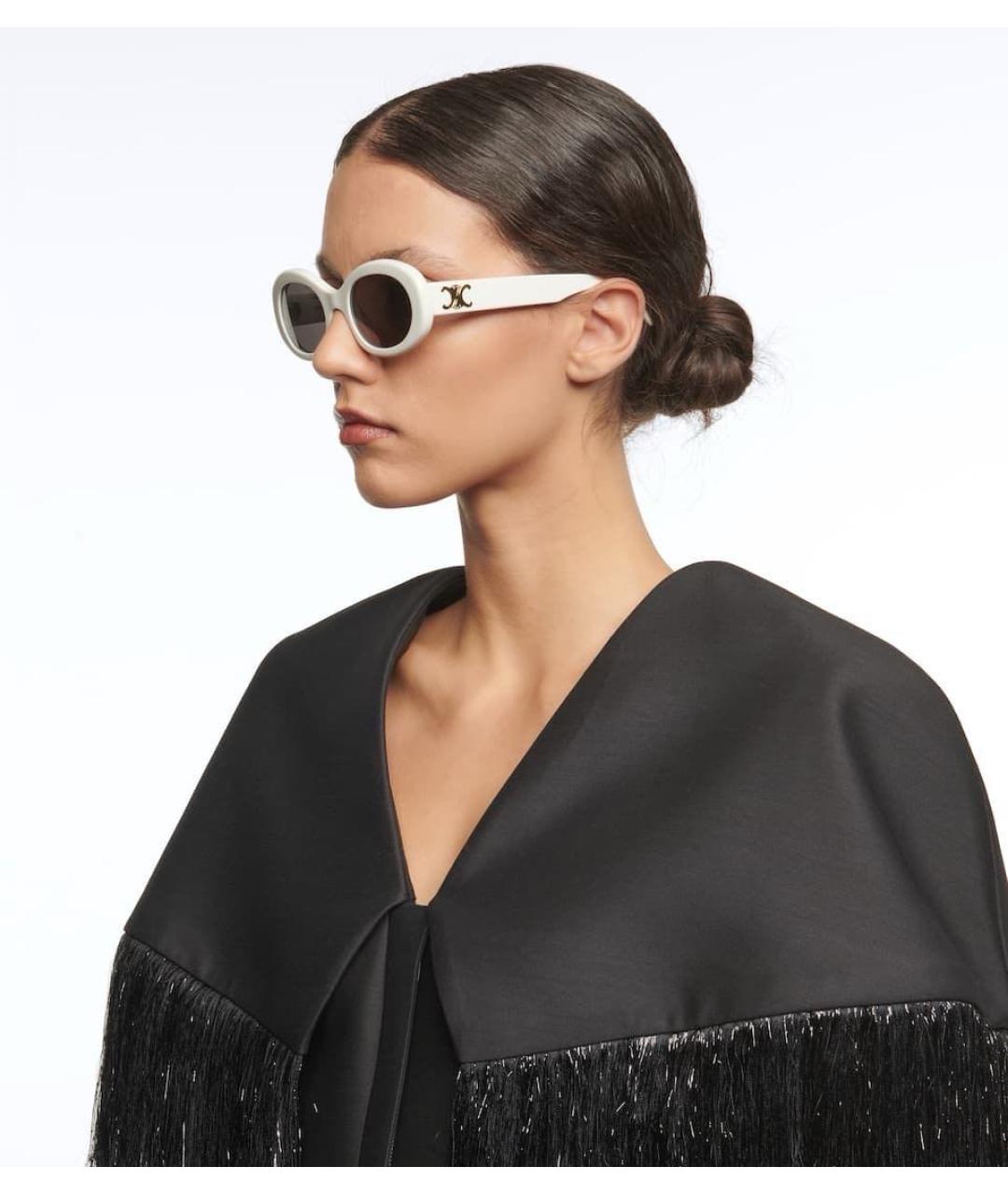 CELINE Белые пластиковые солнцезащитные очки, фото 4