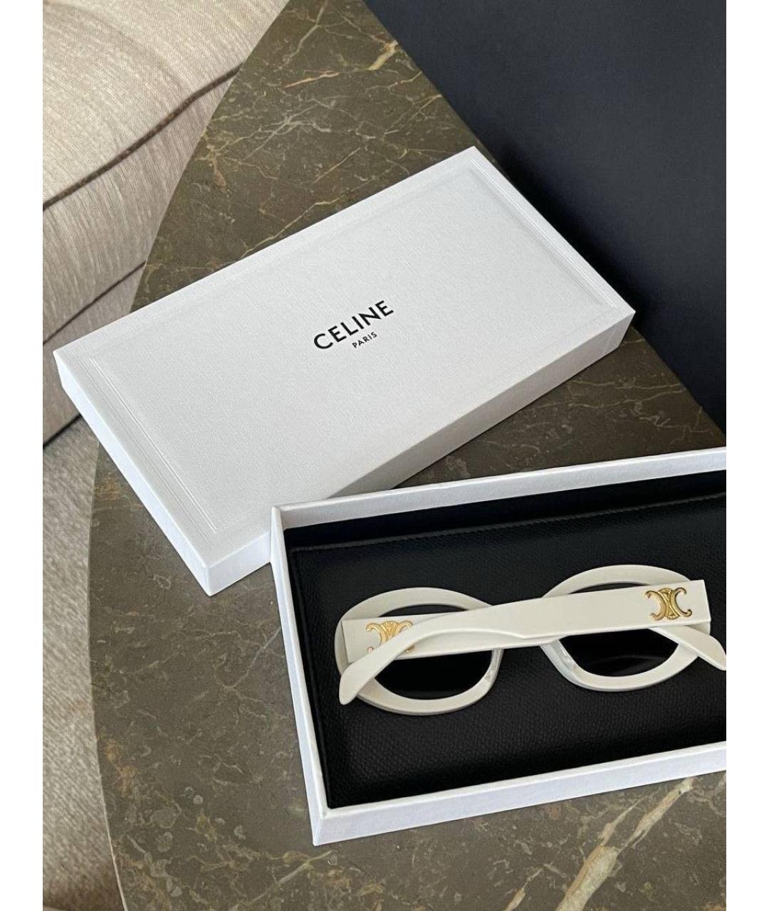 CELINE Белые пластиковые солнцезащитные очки, фото 5