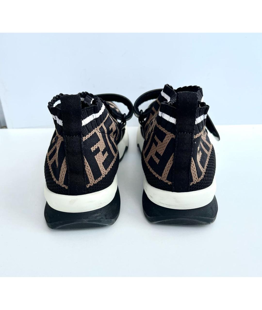 FENDI Коричневые текстильные кроссовки, фото 7