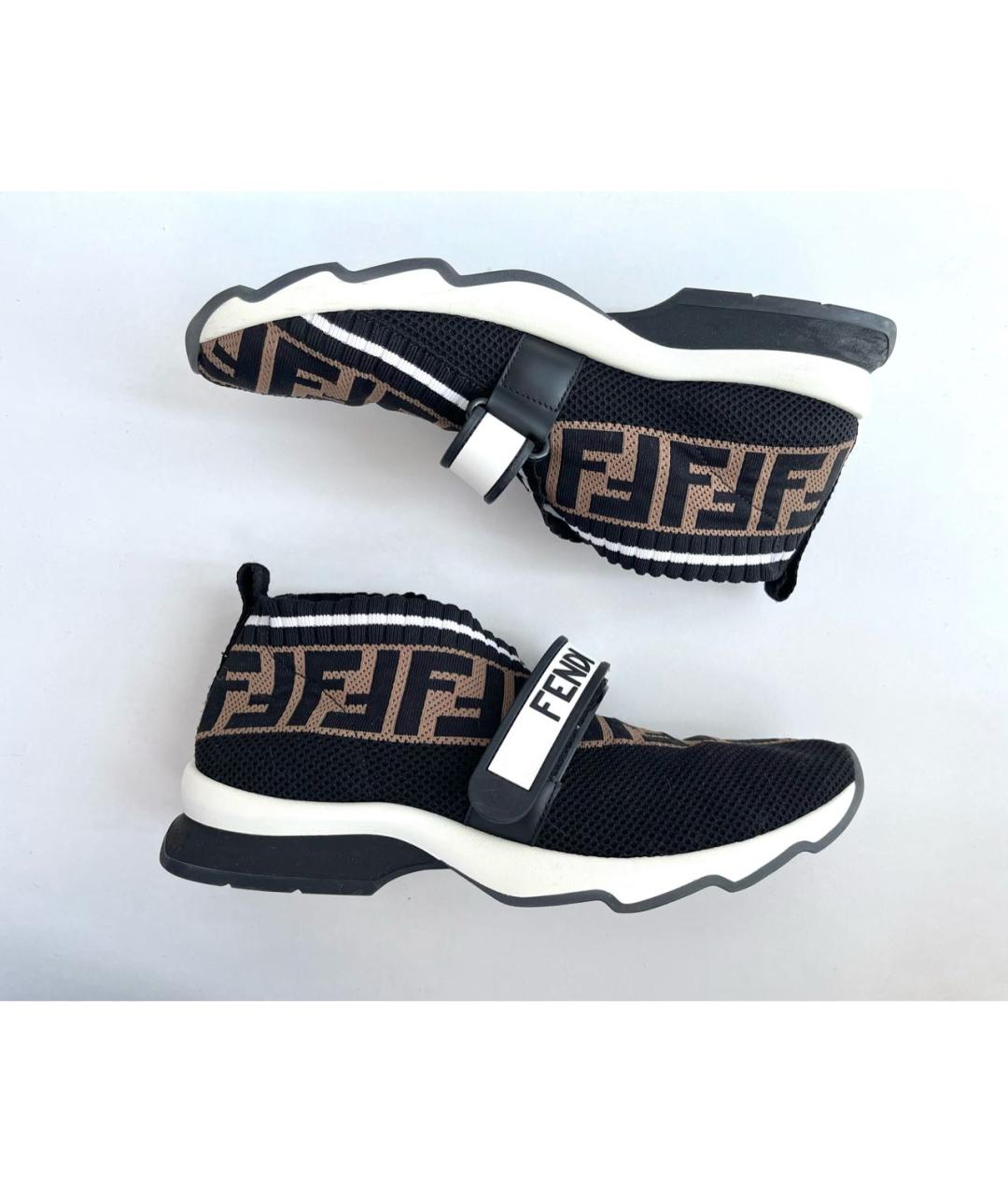 FENDI Коричневые текстильные кроссовки, фото 9