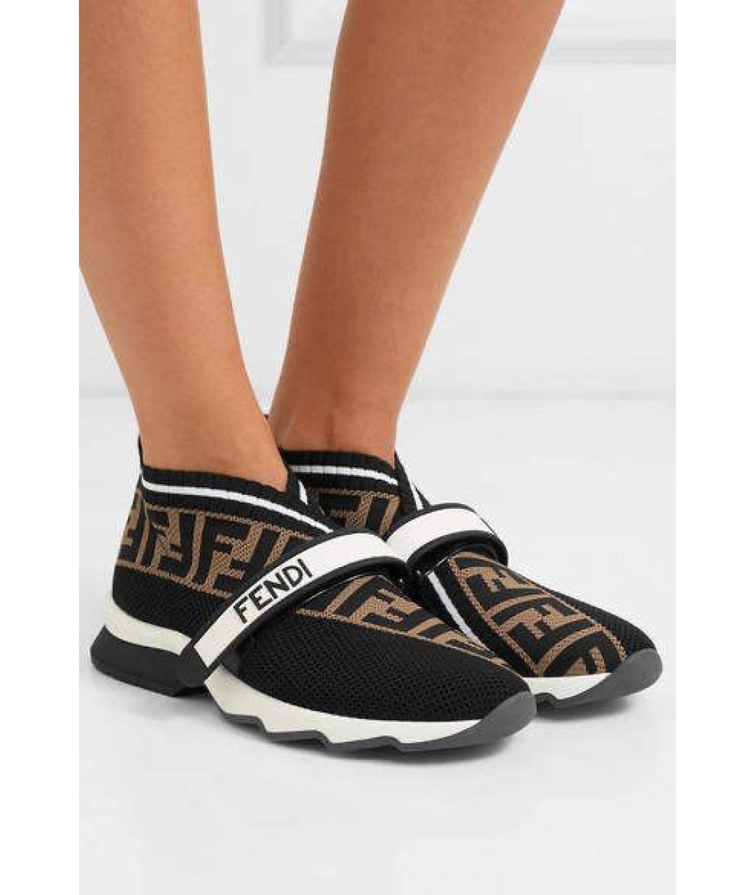 FENDI Коричневые текстильные кроссовки, фото 8