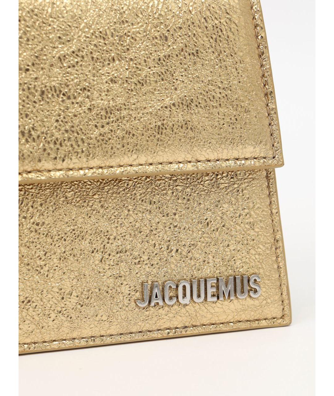 JACQUEMUS Золотая кожаная сумка через плечо, фото 5