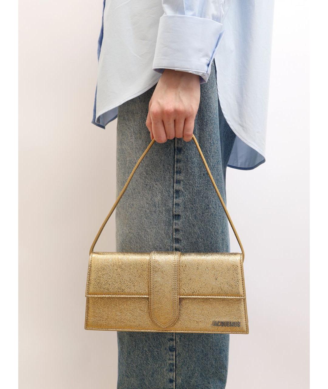 JACQUEMUS Золотая кожаная сумка через плечо, фото 2