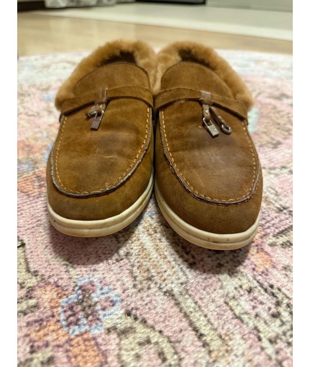 LORO PIANA Коричневые замшевые лоферы, фото 2