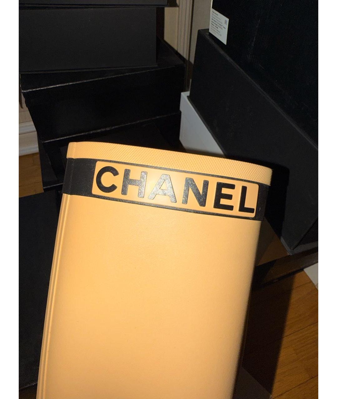 CHANEL Бежевые резиновые сапоги, фото 6