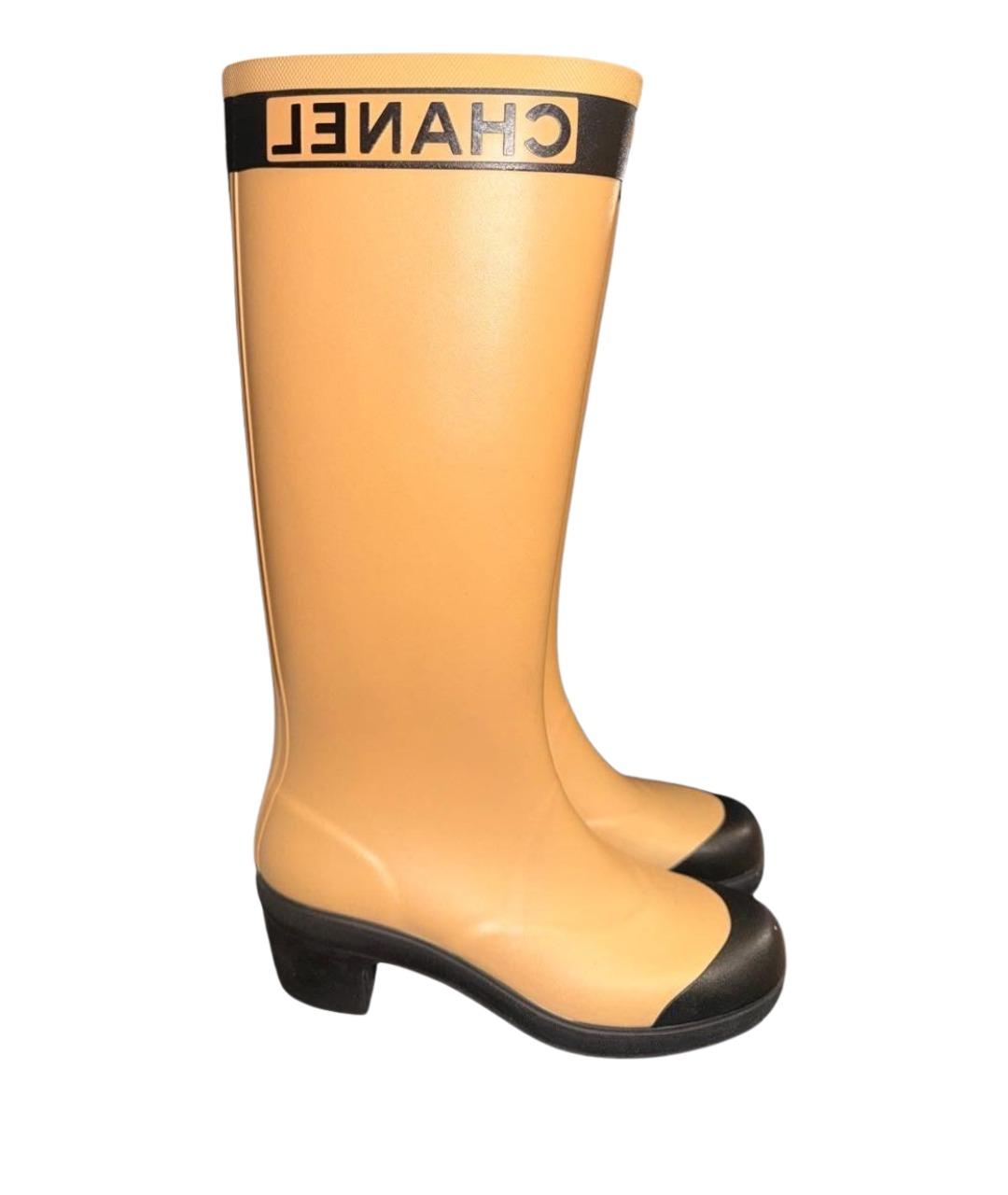 CHANEL Бежевые резиновые сапоги, фото 1