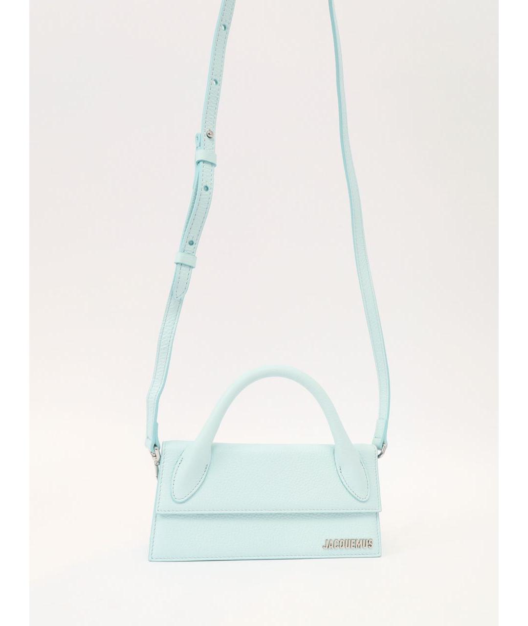 JACQUEMUS Голубая кожаная сумка с короткими ручками, фото 4