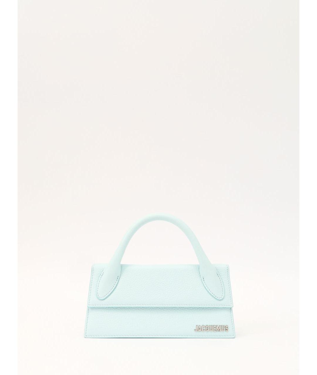 JACQUEMUS Голубая кожаная сумка с короткими ручками, фото 6