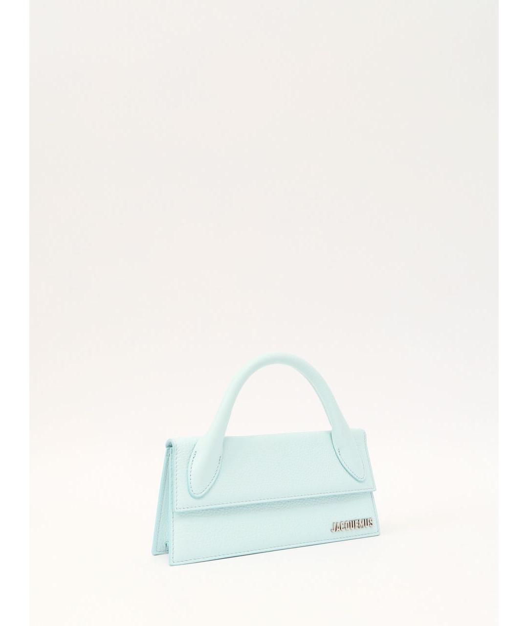 JACQUEMUS Голубая кожаная сумка с короткими ручками, фото 3