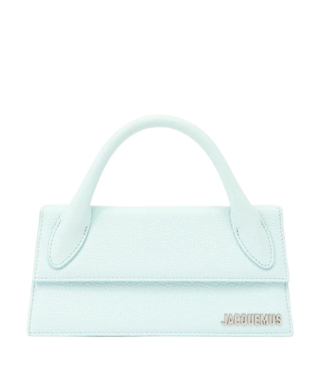 JACQUEMUS Голубая кожаная сумка с короткими ручками, фото 1