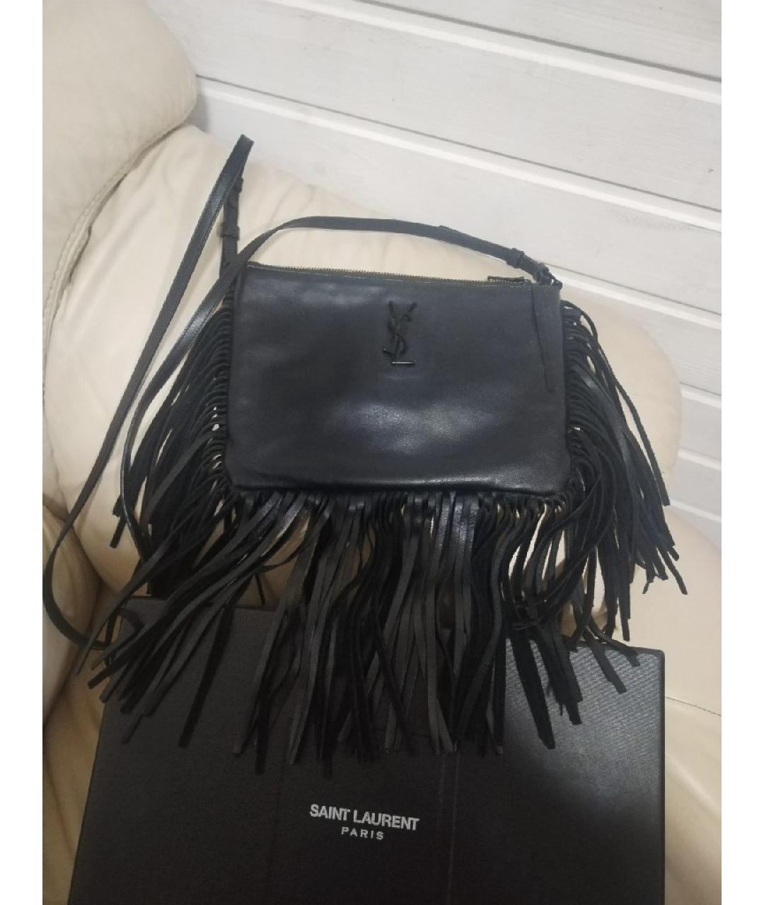 SAINT LAURENT Черная кожаная сумка через плечо, фото 7