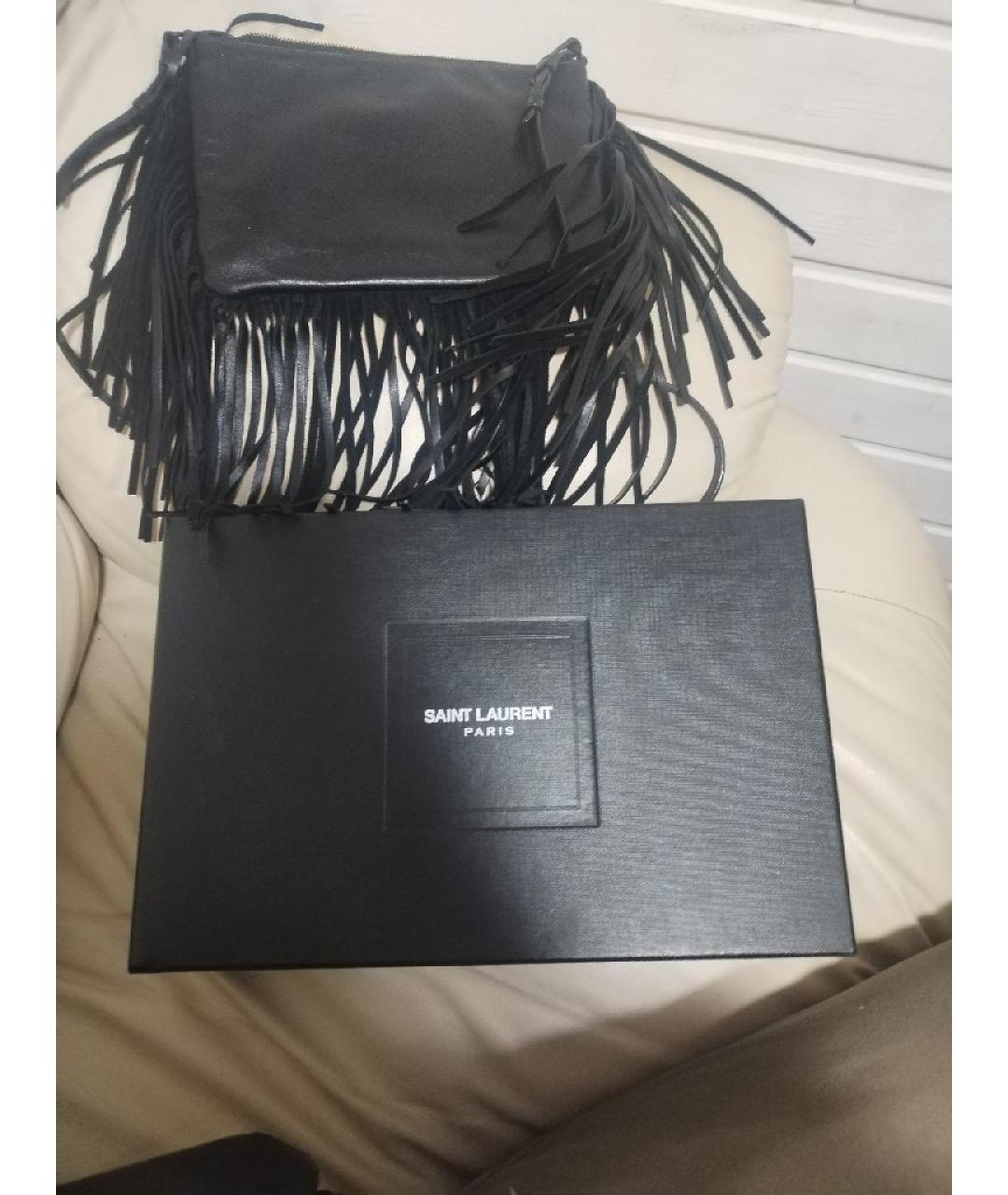 SAINT LAURENT Черная кожаная сумка через плечо, фото 6