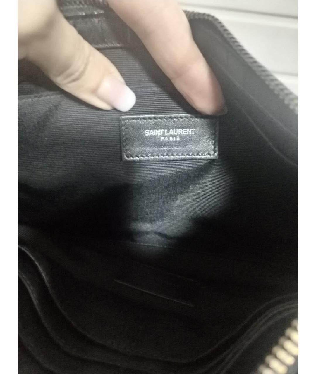 SAINT LAURENT Черная кожаная сумка через плечо, фото 4