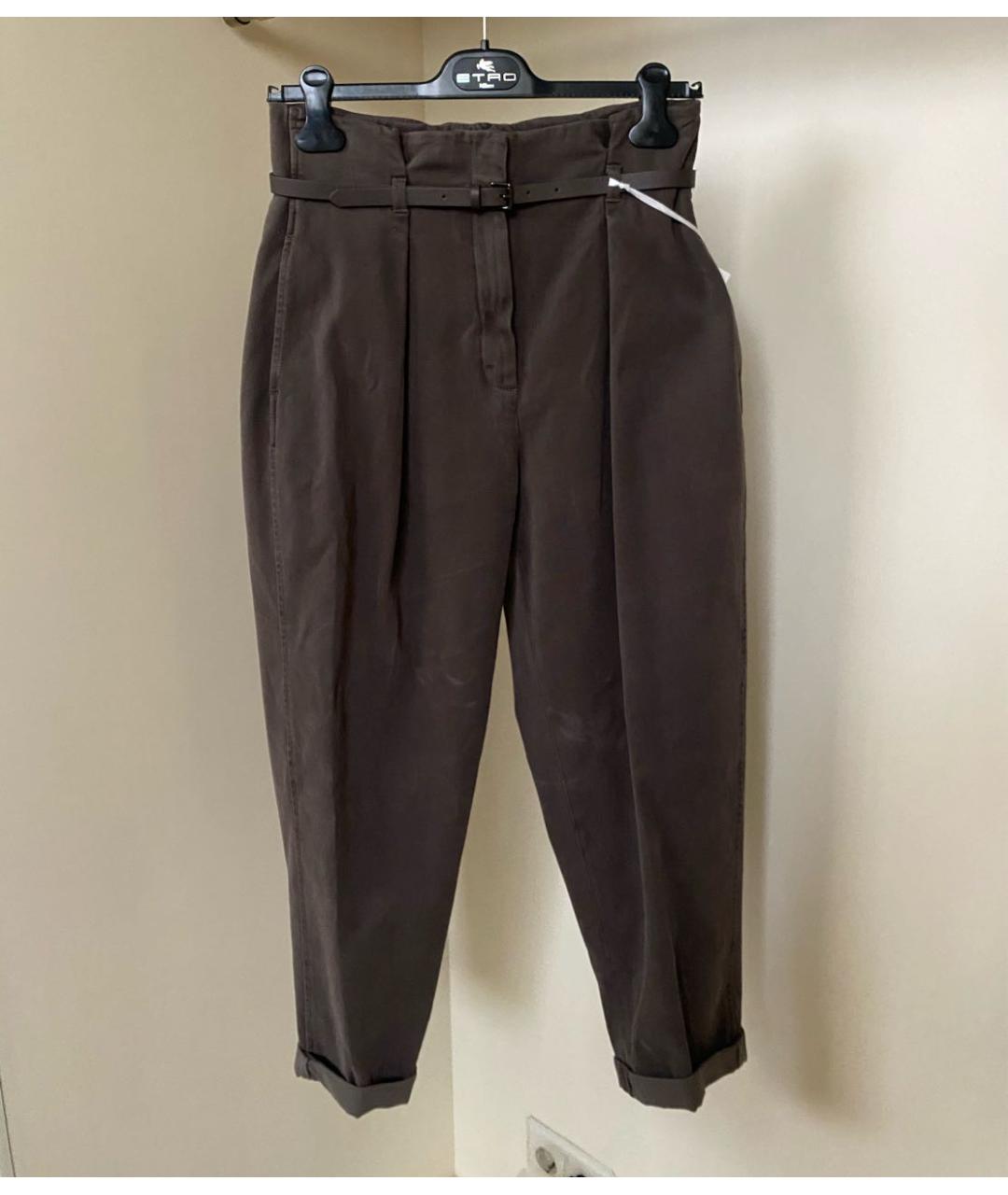 PESERICO Коричневые хлопко-эластановые прямые джинсы, фото 6