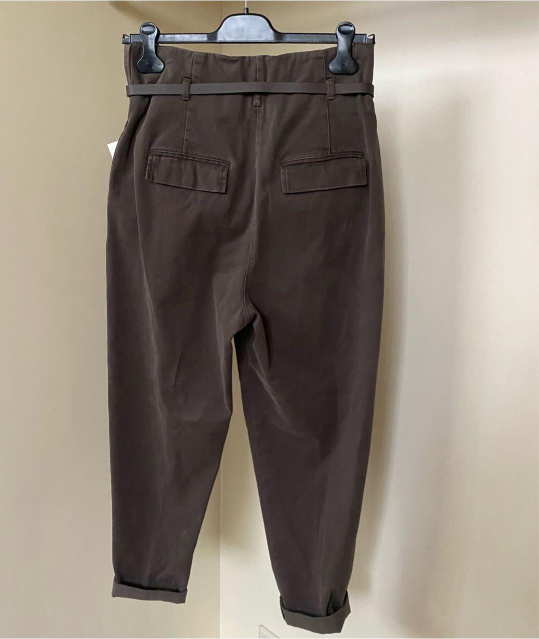 PESERICO Коричневые хлопко-эластановые прямые джинсы, фото 8