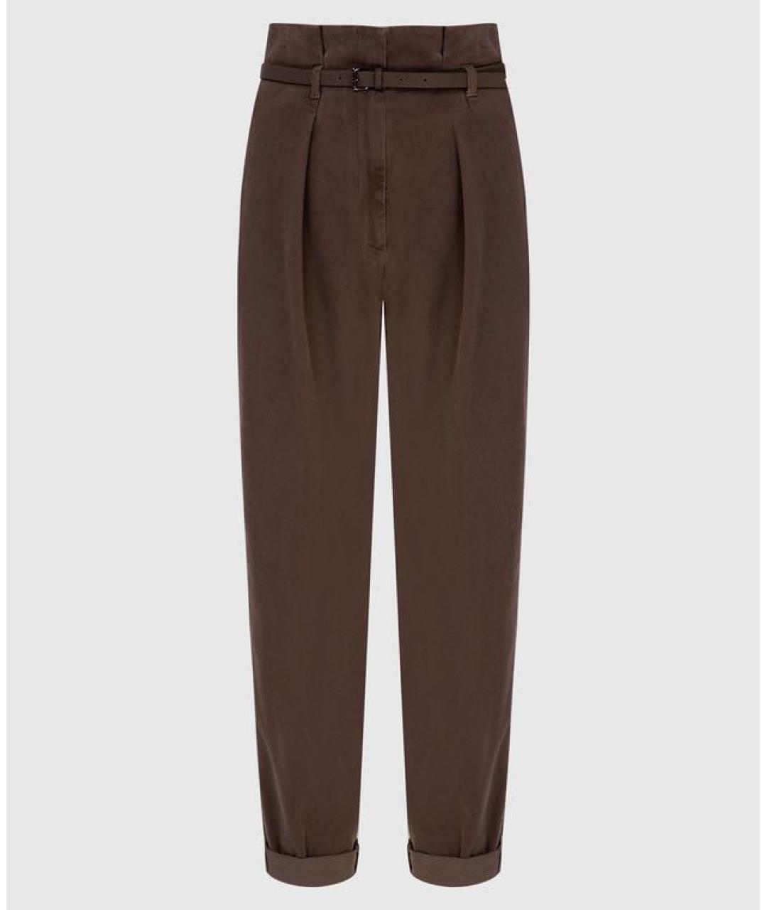 PESERICO Коричневые хлопко-эластановые прямые джинсы, фото 9