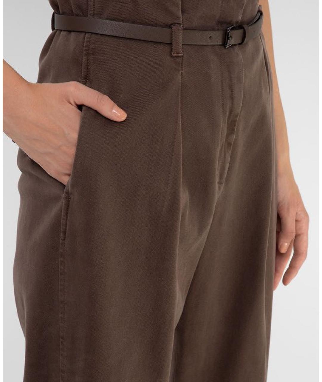 PESERICO Коричневые хлопко-эластановые прямые джинсы, фото 5