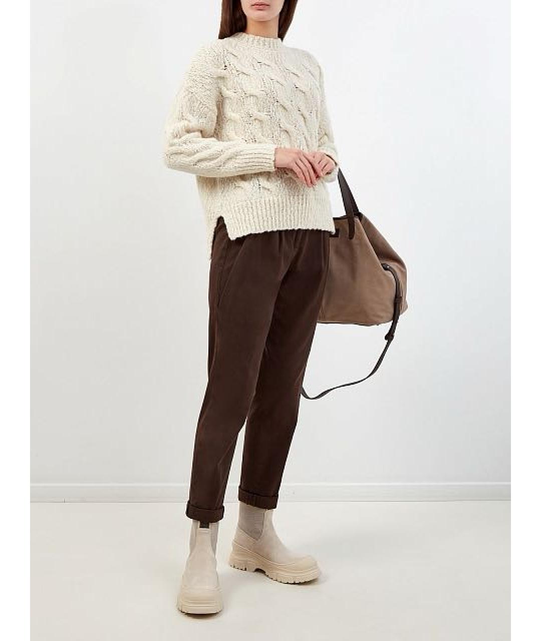 PESERICO Коричневые хлопко-эластановые прямые джинсы, фото 2